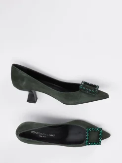Konstantin Starke – Pumps aus Veloursleder tannengrün
