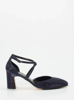 Konstantin Starke – Pumps aus Metallicleder Dunkelblau