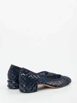 Konstantin Starke – Pumps aus Netz mit Pailletten blau