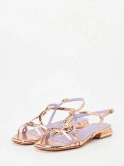Konstantin Starke – Riemchensandale aus Metallicleder Roségold