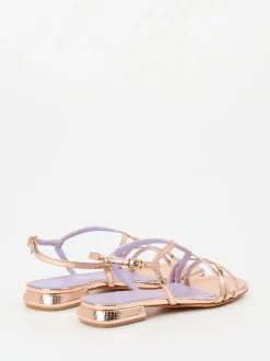 Konstantin Starke – Riemchensandale aus Metallicleder Roségold
