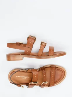 Konstantin Starke – Riemchensandale aus Kalbleder Cognac