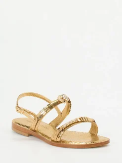 Konstantin Starke – Riemchensandalen aus Metallicleder gold