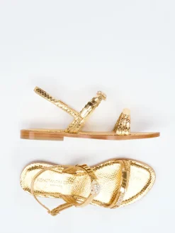 Konstantin Starke – Riemchensandalen aus Metallicleder gold
