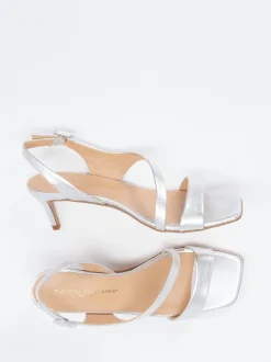 Konstantin Starke – Sandalette aus Metallicleder silber