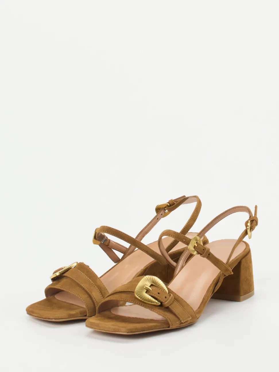 Konstantin Starke – Sandalen aus Veloursleder cognacfarben