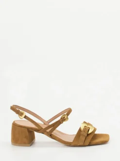 Konstantin Starke – Sandalen aus Veloursleder cognacfarben