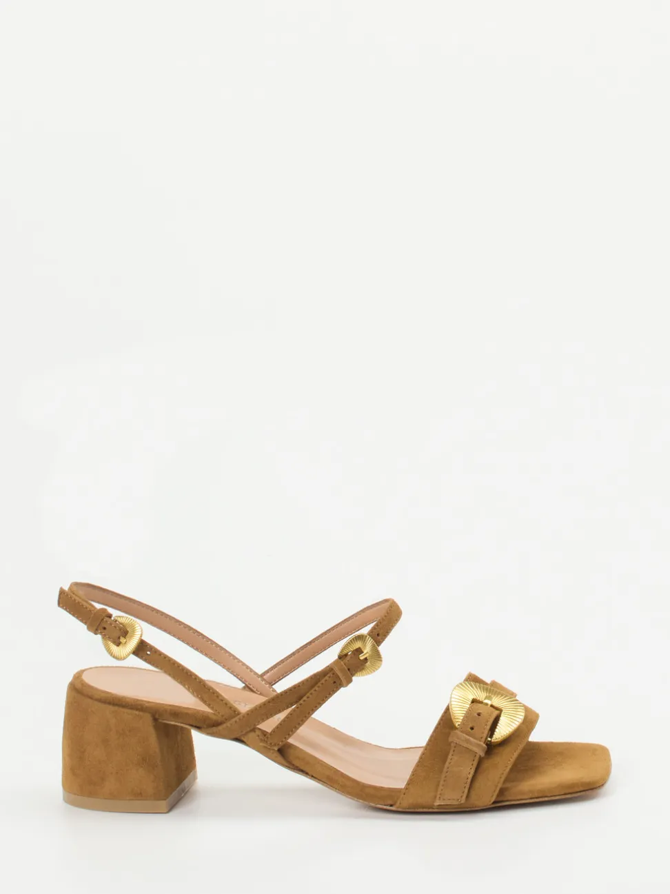 Konstantin Starke – Sandalen aus Veloursleder cognacfarben