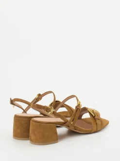 Konstantin Starke – Sandalen aus Veloursleder cognacfarben
