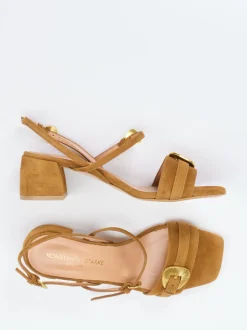 Konstantin Starke – Sandalen aus Veloursleder cognacfarben