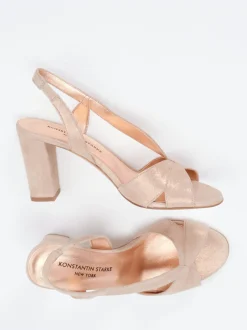 Konstantin Starke – Sandaletten aus Veloursleder Rosébeige