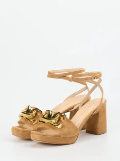 Konstantin Starke – Sandalen aus Veloursleder camelbraun