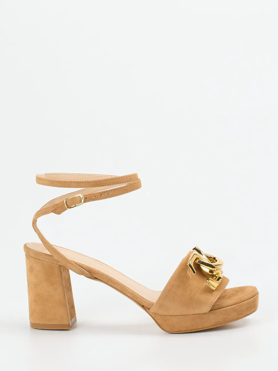 Konstantin Starke – Sandalen aus Veloursleder camelbraun