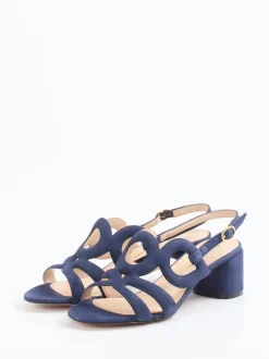 Konstantin Starke – Sandalen aus Veloursleder Tintenblau