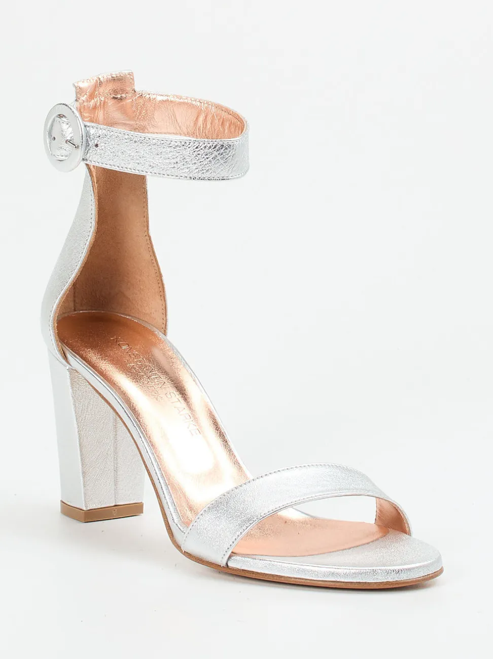 Konstantin Starke – Sandaletten aus Metallicleder silber