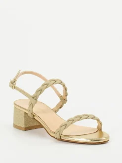 Konstantin Starke – Sandalette aus Metallicleder Gold