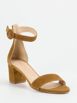 Konstantin Starke – Sandalette aus Veloursleder cognac