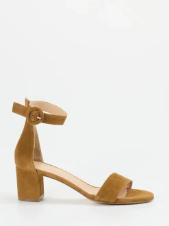 Konstantin Starke – Sandalette aus Veloursleder cognac