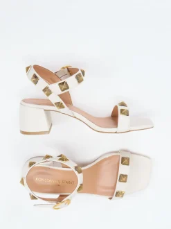 Konstantin Starke – Sandalen aus Lammleder cremeweiß