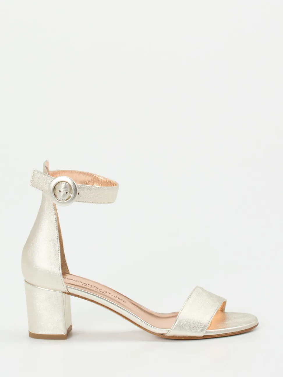 Konstantin Starke – Sandalen aus Metallicleder champagner
