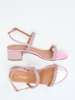 Konstantin Starke – Sandalette aus Metallicleder rosa