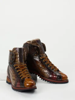 Konstantin Starke – Schnürboots aus geprägtem Leder braun