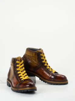 Konstantin Starke – Schnürboots aus geprägtem Leder braun
