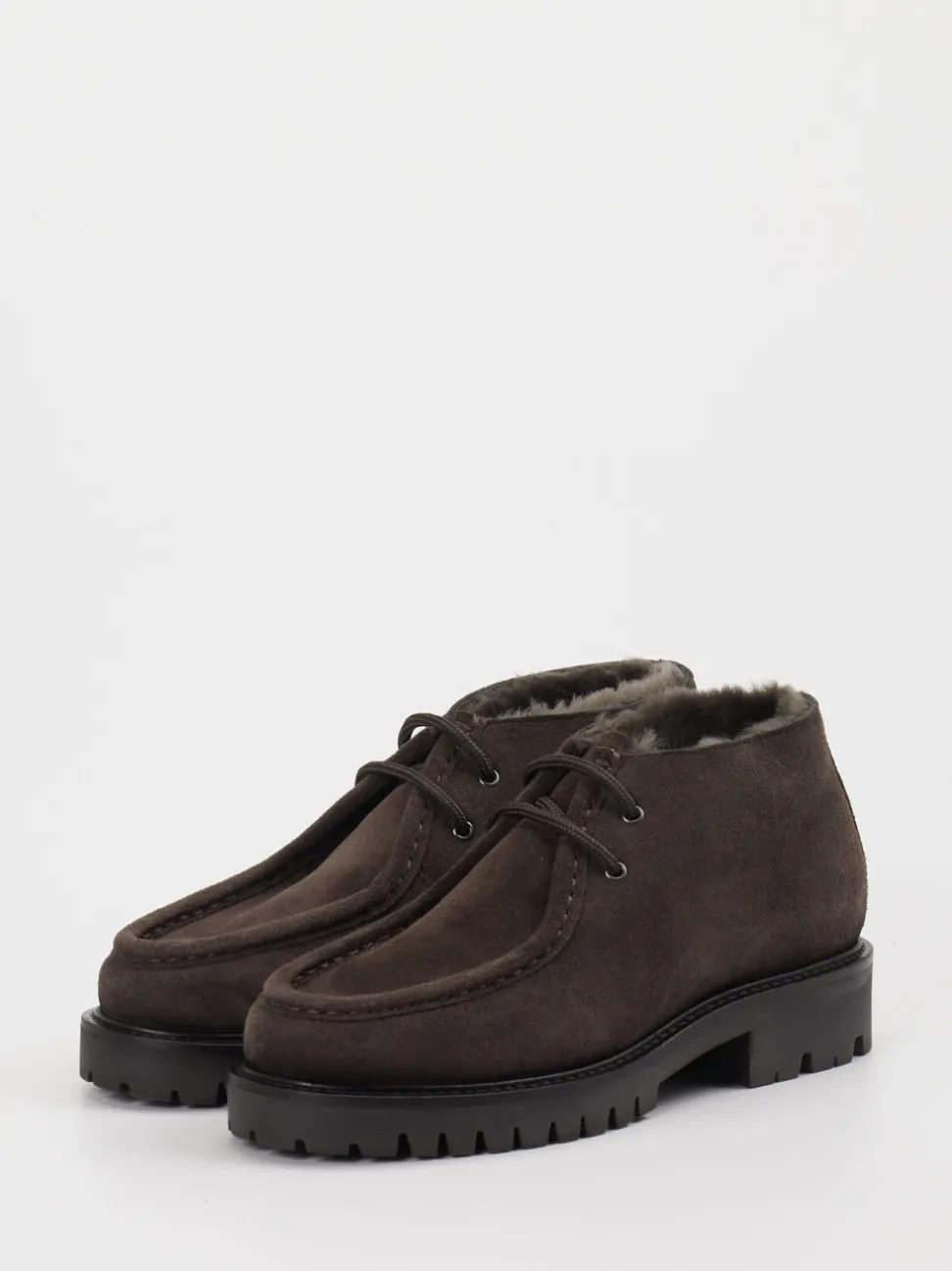 Konstantin Starke – Schnürboots aus Veloursleder Dunkelbraun