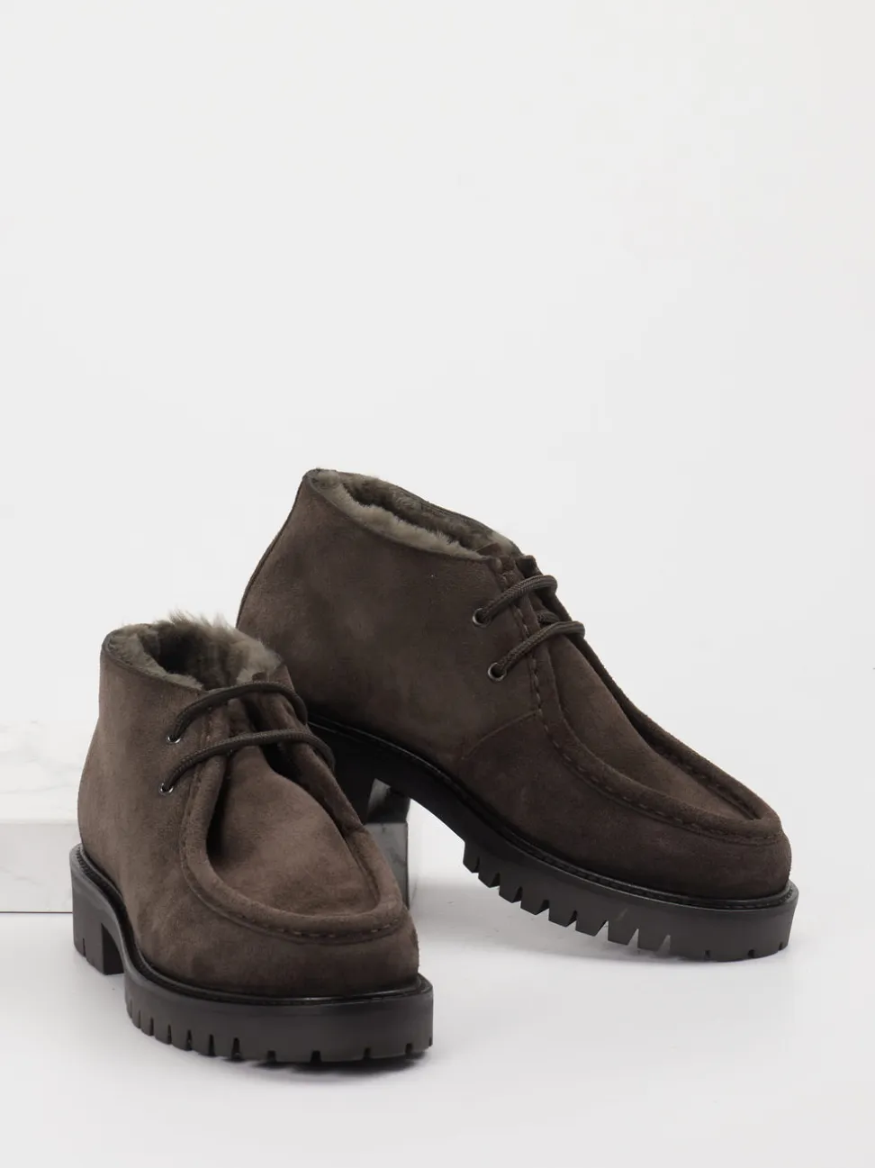 Konstantin Starke – Schnürboots aus Veloursleder Dunkelbraun