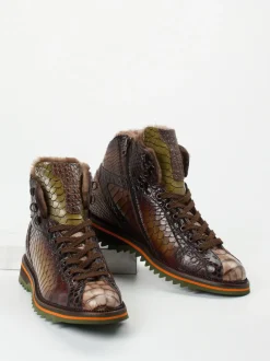 Konstantin Starke – Schnürboots aus geprägtem Leder braun
