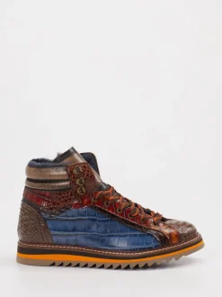 Konstantin Starke – Schnürboots aus Leder mit Kroko-Optik