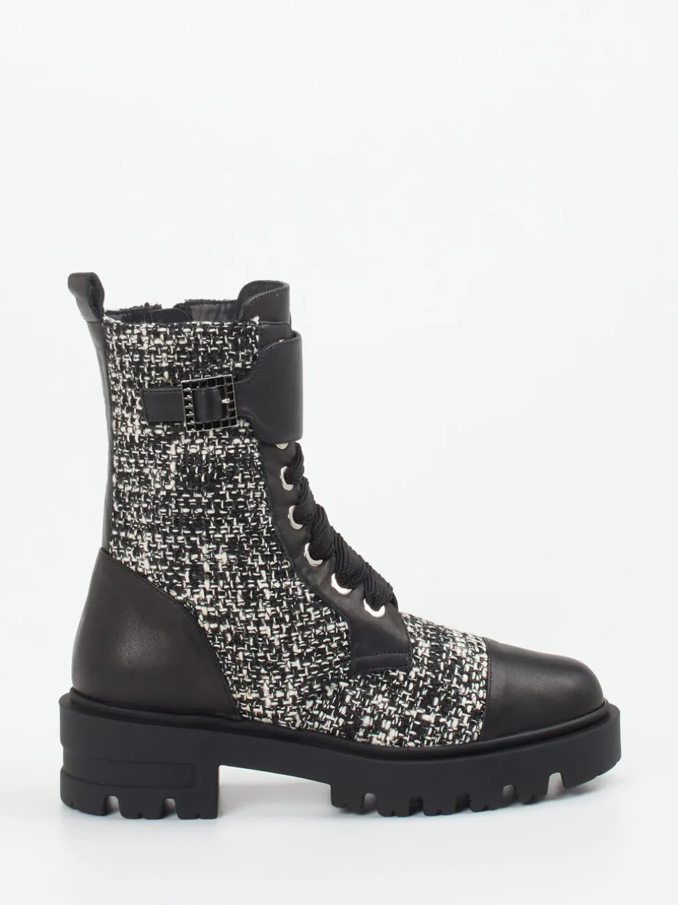 Konstantin Starke – Schnürboots aus Textil und Kalbleder Schwarz