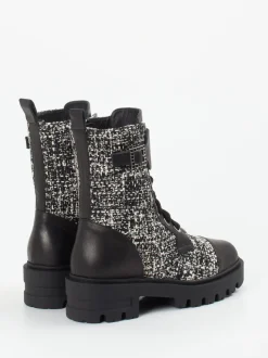 Konstantin Starke – Schnürboots aus Textil und Kalbleder Schwarz