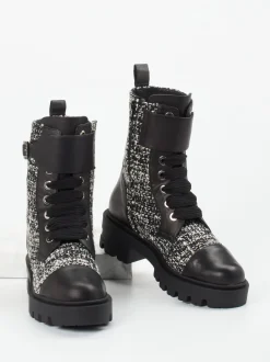 Konstantin Starke – Schnürboots aus Textil und Kalbleder Schwarz