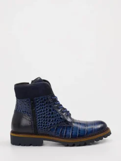 Konstantin Starke – Schnürboots aus Leder in Tintenblau