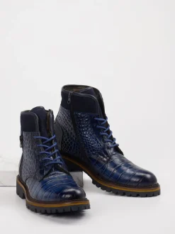 Konstantin Starke – Schnürboots aus Leder in Tintenblau
