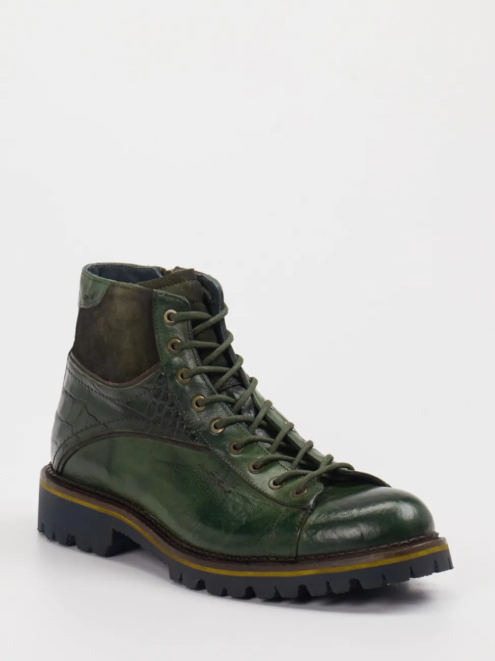 Konstantin Starke – Schnürboots aus Leder mit Kroko-Prägung