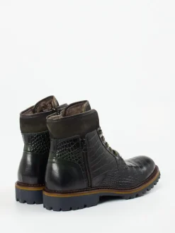 Konstantin Starke – Schnürboots aus geprägtem Leder grün