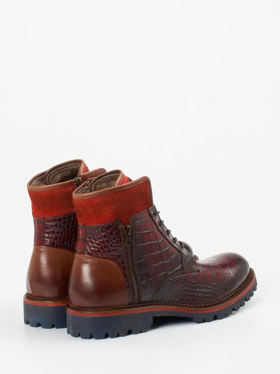 Konstantin Starke – Schnürboots aus geprägtem Leder weinrot