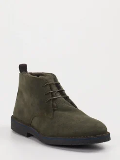 Konstantin Starke – Schnürboots aus Veloursleder olivgrün