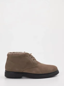 Konstantin Starke – Schnürstiefeletten aus Veloursleder taupe