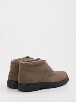 Konstantin Starke – Schnürstiefeletten aus Veloursleder taupe