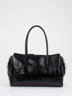 Konstantin Starke – Schultertasche aus Lackleder Schwarz