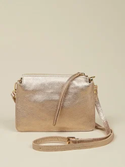 Konstantin Starke – Schultertasche aus Metallicleder Roségold