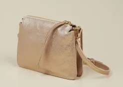 Konstantin Starke – Schultertasche aus Metallicleder Roségold