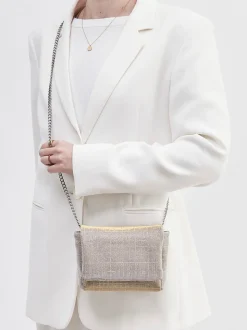 Konstantin Starke – Schultertasche aus Textil Champagnergold