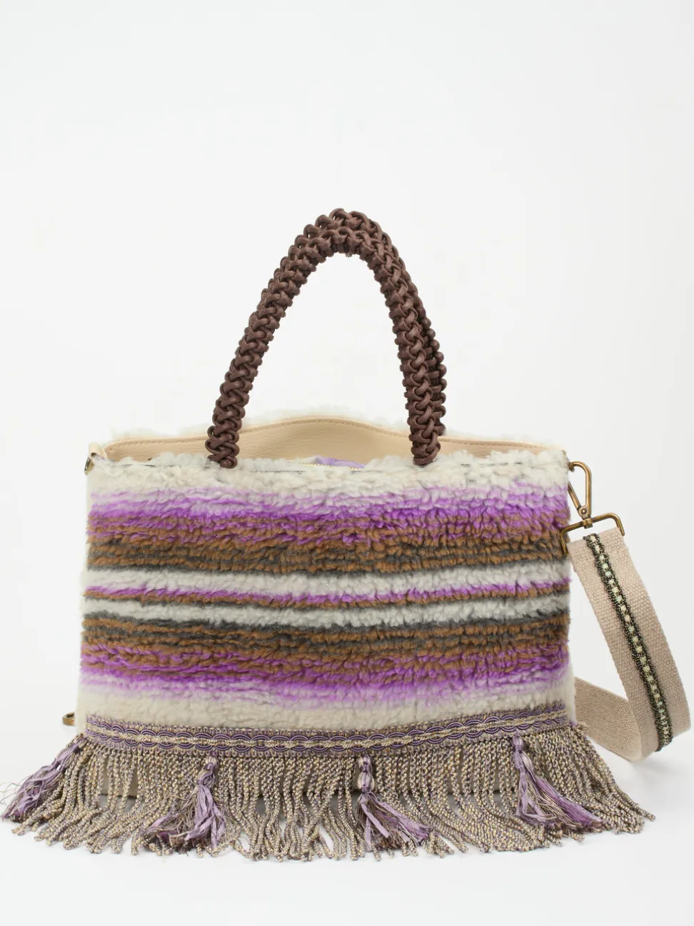 Konstantin Starke – Schultertasche aus Textil mit Fransen