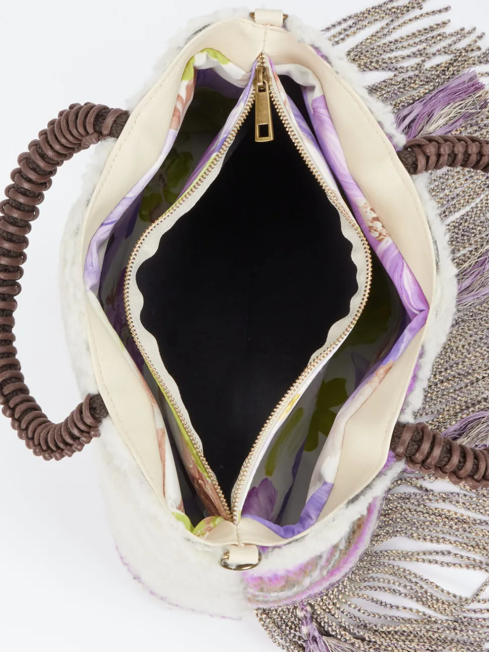 Konstantin Starke – Schultertasche aus Textil mit Fransen