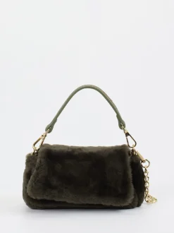 Konstantin Starke – Schultertasche aus Kunstfell Dunkeloliv