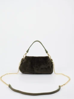 Konstantin Starke – Schultertasche aus Kunstfell Dunkeloliv